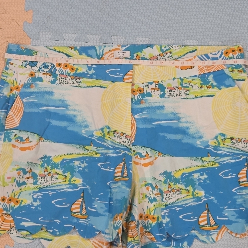 Crown & Ivy Women's Curvy Beach Printed Scallop-Trim Shorts Size 24W - Picture 4 of 11